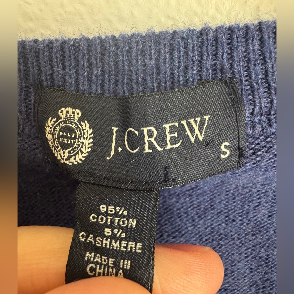 J.Crew Men's Blue V-Neck Cotton Blend Sweater - Picture 6 of 6